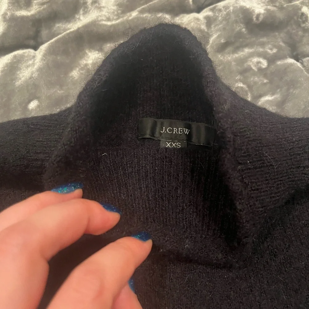 J Crew Black Merino Wool Blend Mockneck Sweater (Size XXS)